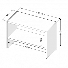 Kratki delovni pult ASTONE s polico iz iverne plošče
